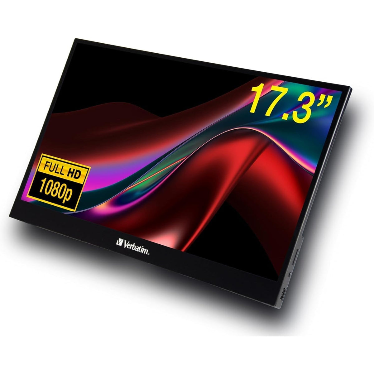 Verbatim PMT-17 Portable 17.3" FHD Touchscreen Monitor ALU, 1920 x 1080 Resolution, 60Hz, Built-in Kickstand, Tilt: From 0 Up To 85