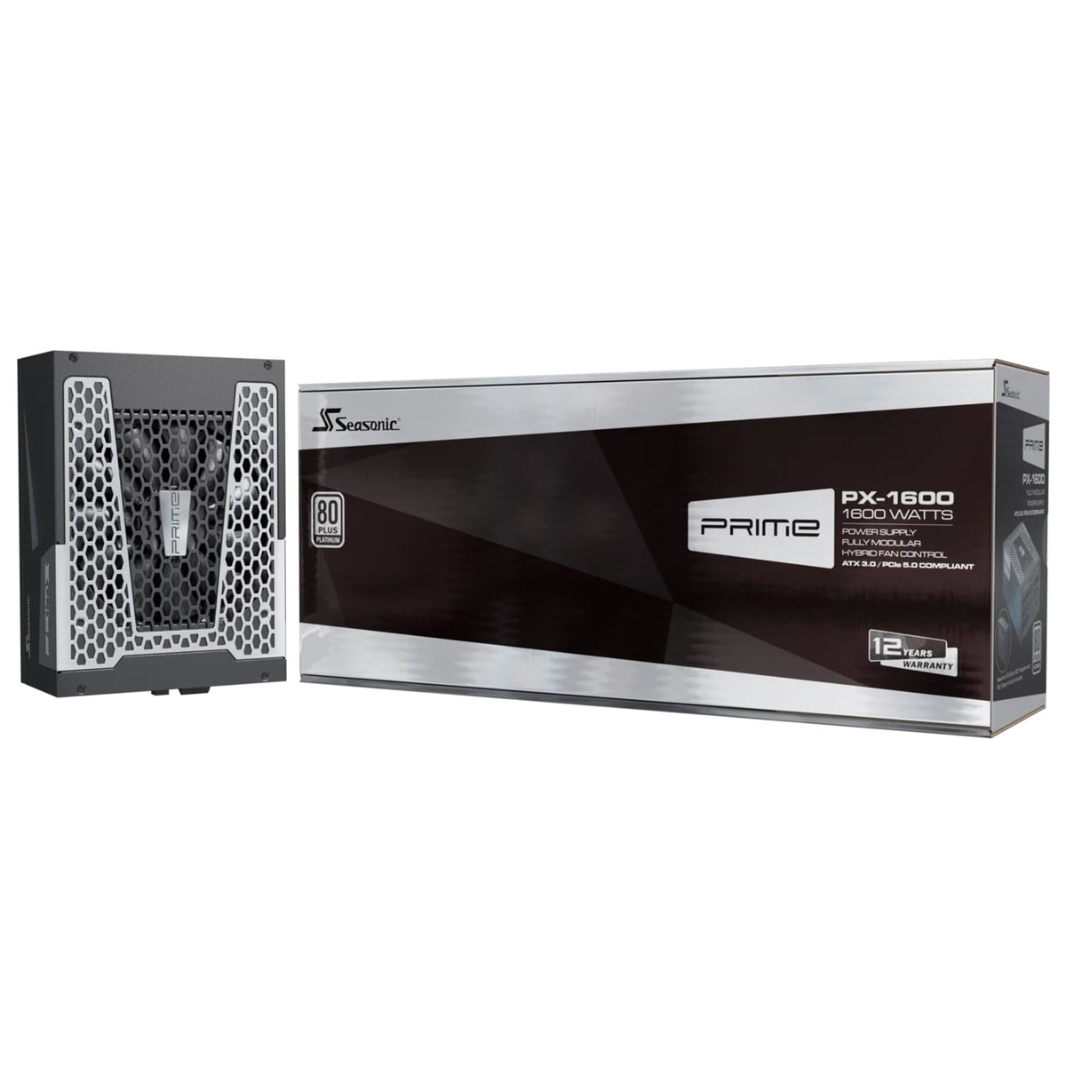Seasonic PRIME PX-1600 1600W 80 PLUS Platinum ATX 3.0 Modular PSU with 135mm FDB Fan & 12 Year Warranty, Black